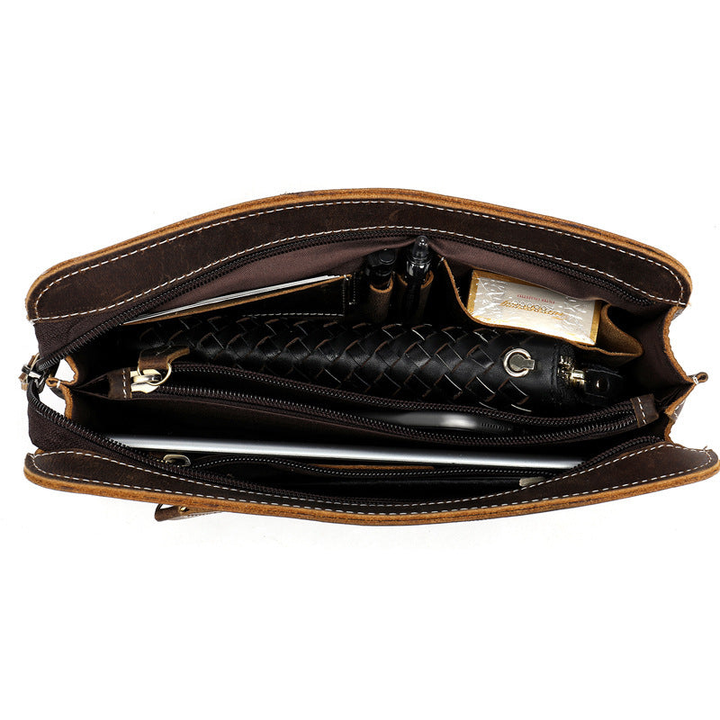 Retro Leather Handbag - Crazy Horse Leather Head Layer Cowhide Large Capacity - ArtOm_farm™ LEATHER