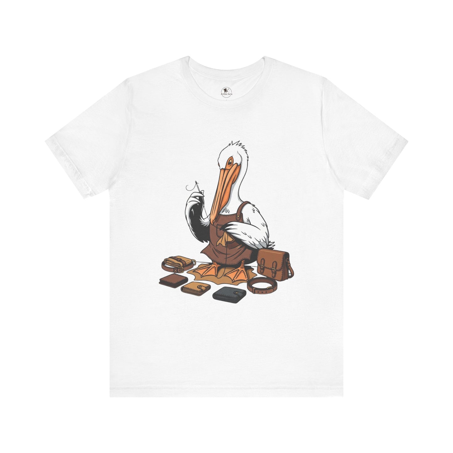 Whimsical Pelican Tee - Fun Beach T-Shirt for Casual Summer Style and Nature Lovers - ArtOm_farm™ LEATHER