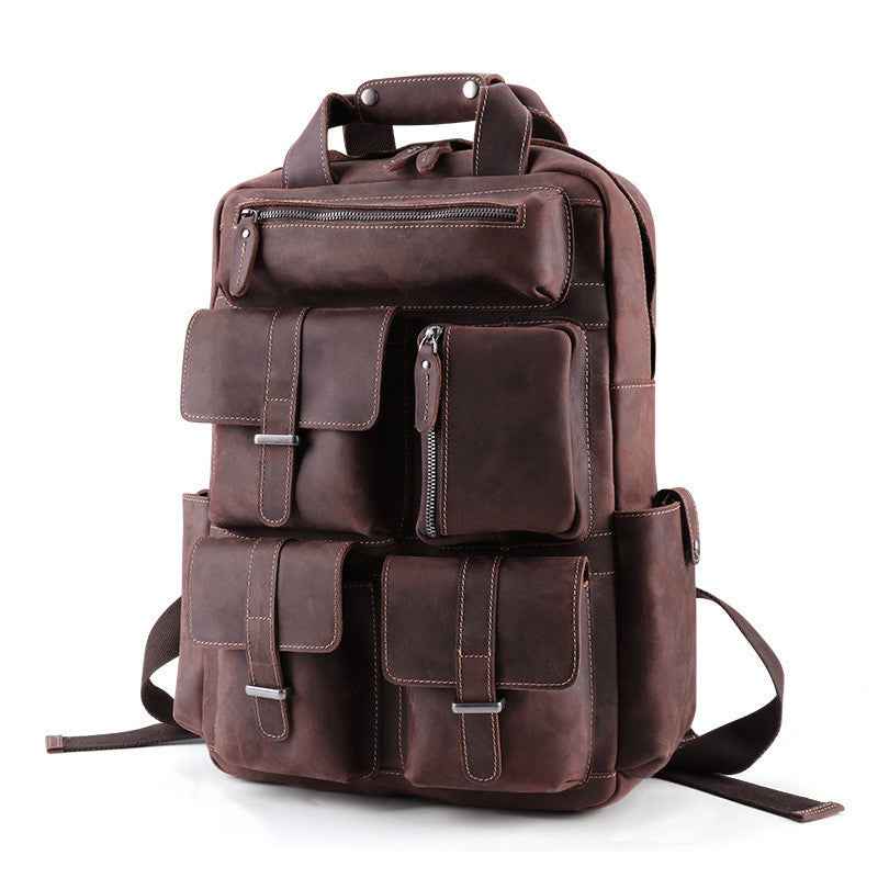 Crazy Horse Leather Messenger Bag for Men - Retro Shoulder Design