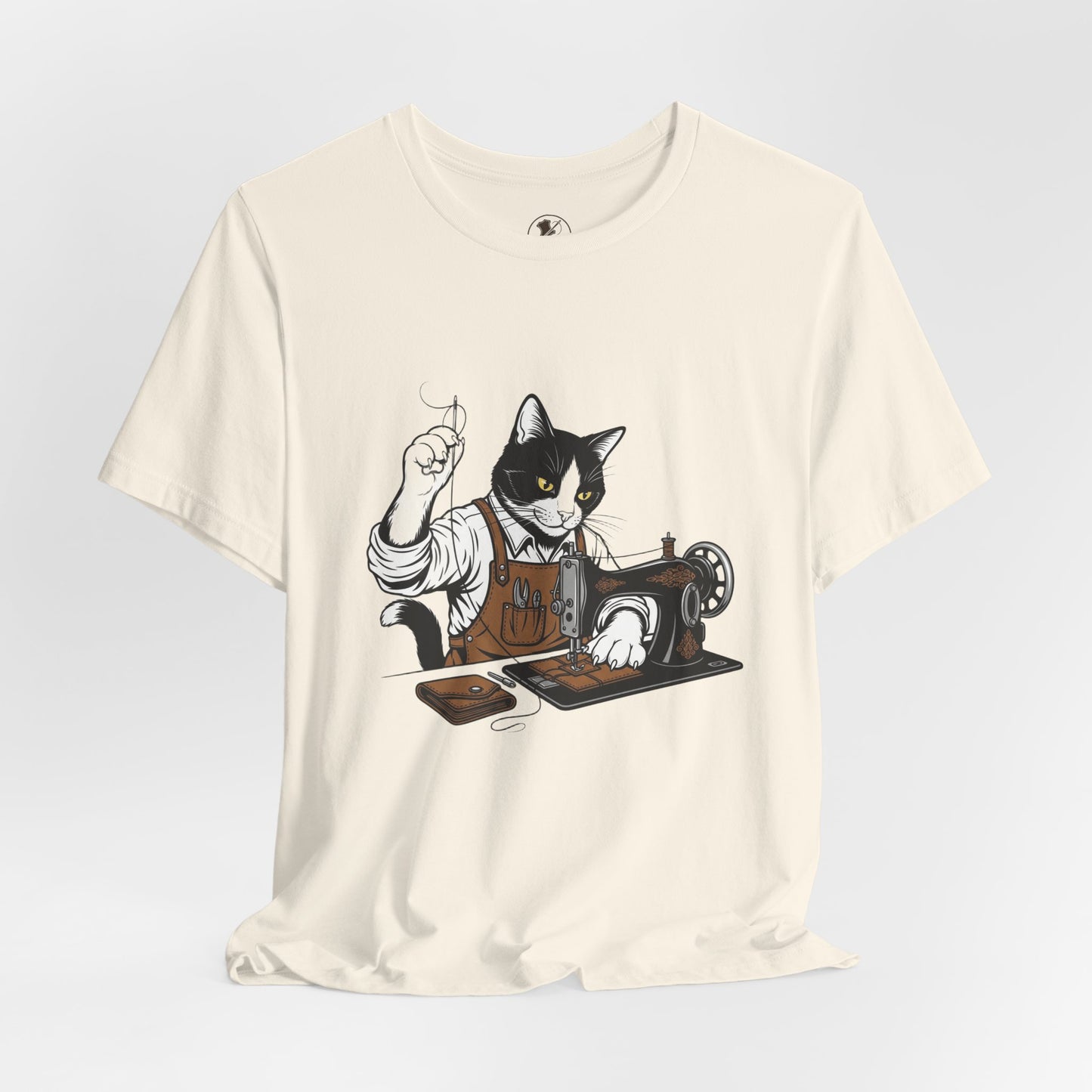 Crafty Cat Sewing Tee - Cute Cat Shirt for Crafters & Sewists, Perfect Gift for Cat Lovers - ArtOm_farm™ LEATHER