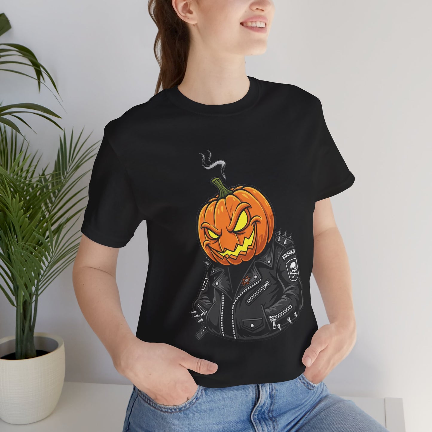 Pumpkin Punk T-Shirt - Edgy Halloween Graphic Tee for Unisex Style at Autumn Parties