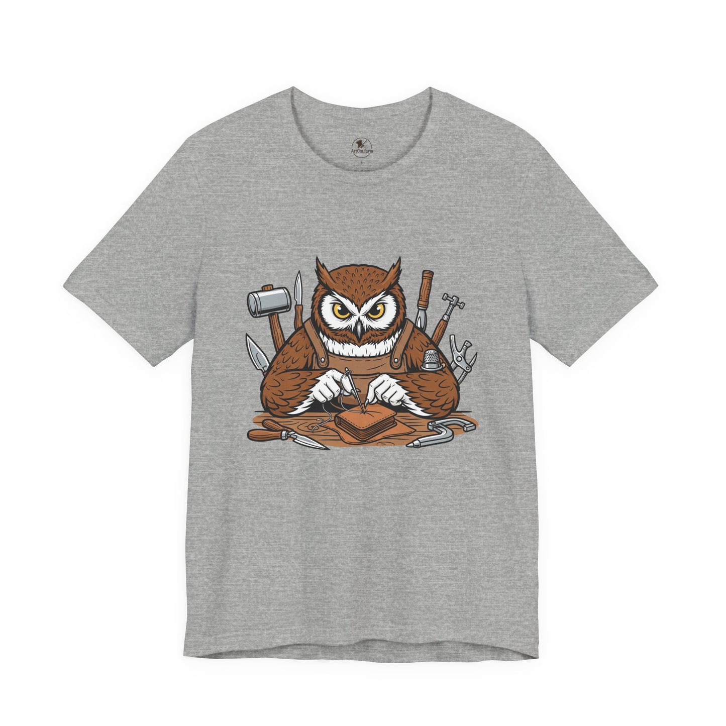 Owl Artisan Tee - Perfect Gift for Craft Lovers and Nature Enthusiasts, Handmade Casual Wear - ArtOm_farm™ LEATHER
