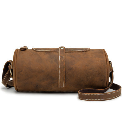 Men's Retro Top Hat Messenger Bag Crafted from Crazy Horse Leather - ArtOm_farm™ LEATHER