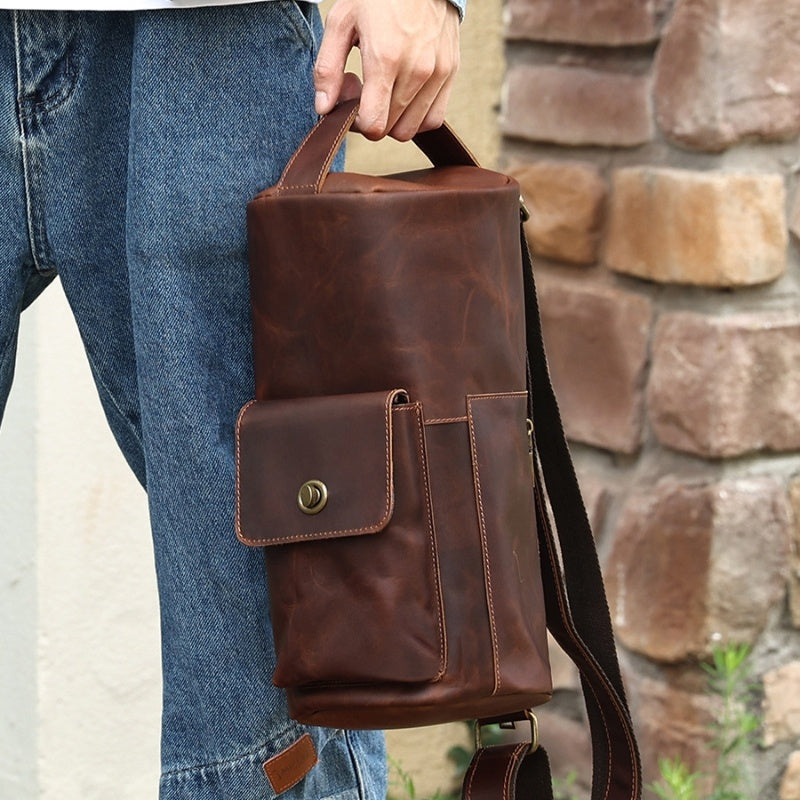 Crazy Horse Leather Crossbody Bag - Vintage Style for Unique Fashion - ArtOm_farm™ LEATHER