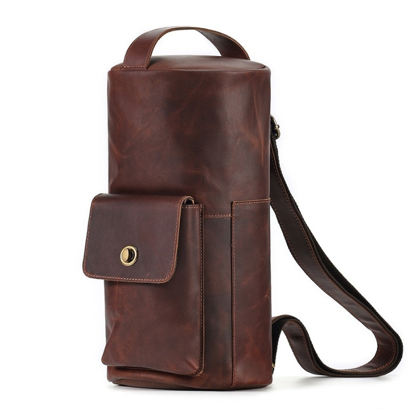 Crazy Horse Leather Crossbody Bag - Vintage Style for Unique Fashion - ArtOm_farm™ LEATHER