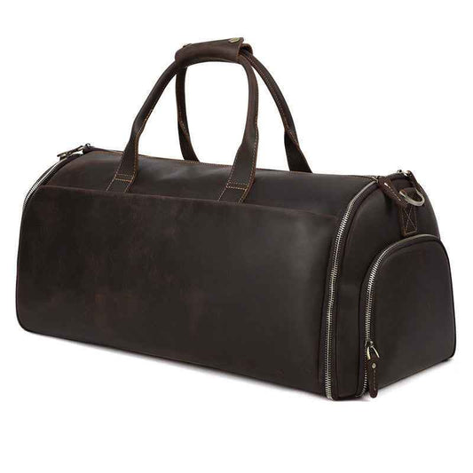 Retro Duffle Bag in Genuine Crazy Horse Leather for Stylish Travel - ArtOm_farm™ LEATHER