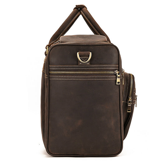 Large Capacity Leather Travel Bag - Retro Crazy Horse Style - ArtOm_farm™ LEATHER