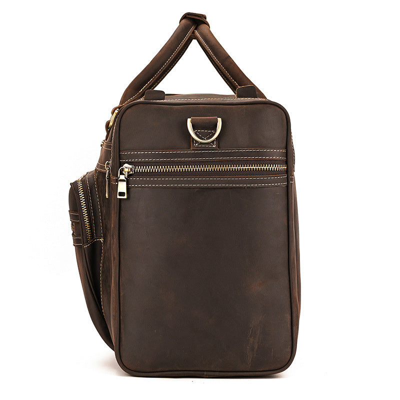 Large Capacity Leather Travel Bag - Retro Crazy Horse Style - ArtOm_farm™ LEATHER