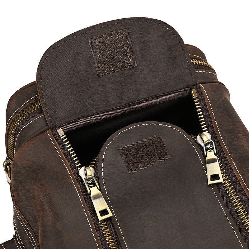 Large Capacity Leather Travel Bag - Retro Crazy Horse Style - ArtOm_farm™ LEATHER