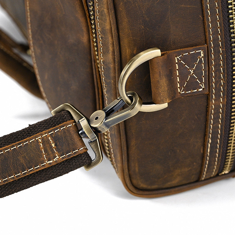 Large Capacity Leather Travel Bag - Retro Crazy Horse Style - ArtOm_farm™ LEATHER