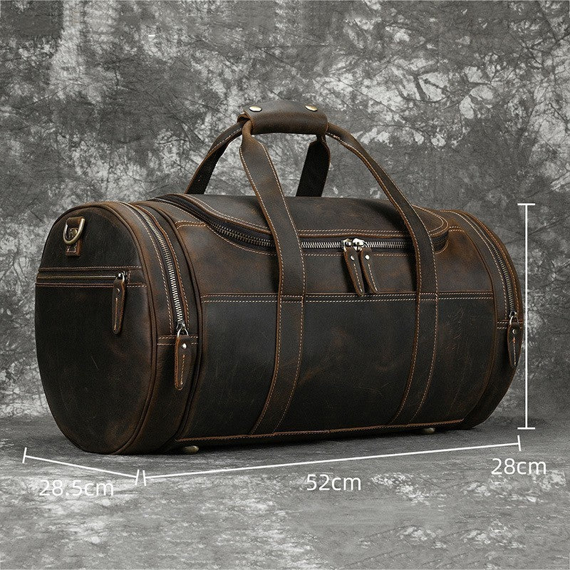 Men's Vintage Leather Handbag - Real Crazy Horse Leather Travel Bag - ArtOm_farm™ LEATHER