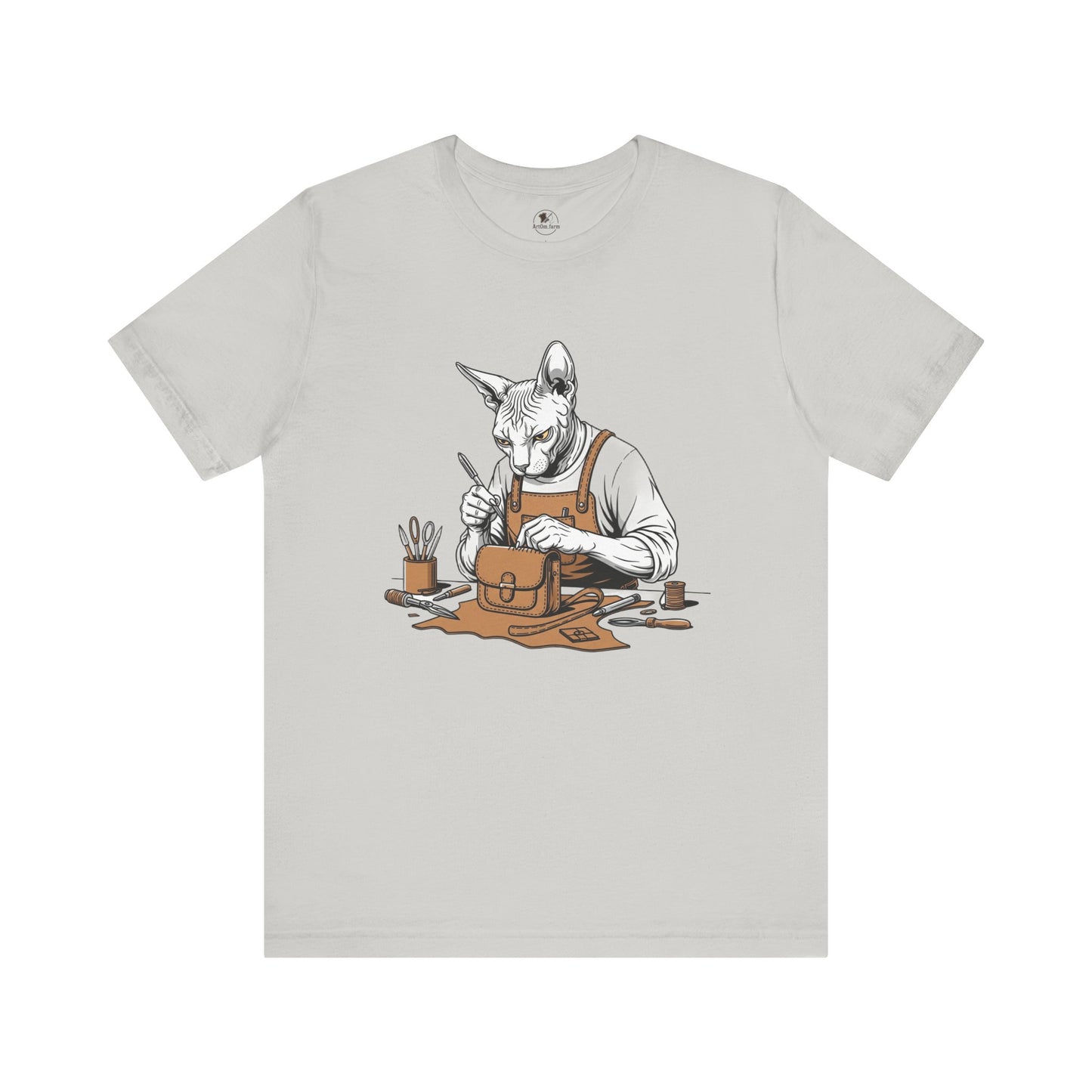 Creative Cat Shirt Unisex Tee, Cute Animal Shirt, Funny Gift for Pet Lovers, Perfect for Art Enthusiasts, Birthday, Casual Wear - ArtOm_farm™ LEATHER
