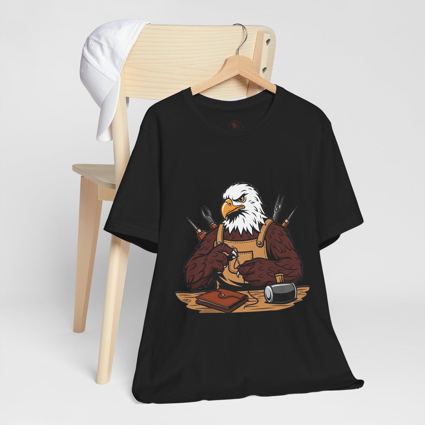 Crafty Eagle DIY Shirt - Unisex Tee for Crafters, Eagle Graphic Design, Gift for Men and Women - ArtOm_farm™ LEATHER
