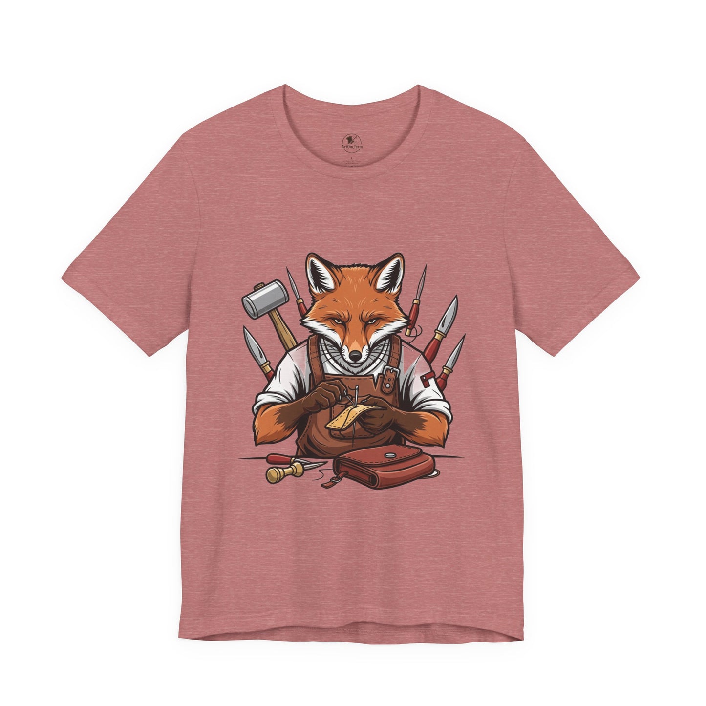 Crafty Fox T-Shirt - Funny Artisan Tee for Crafters, Perfect Gift for Art Lovers, Unique Handmade Vibes - ArtOm_farm™ LEATHER