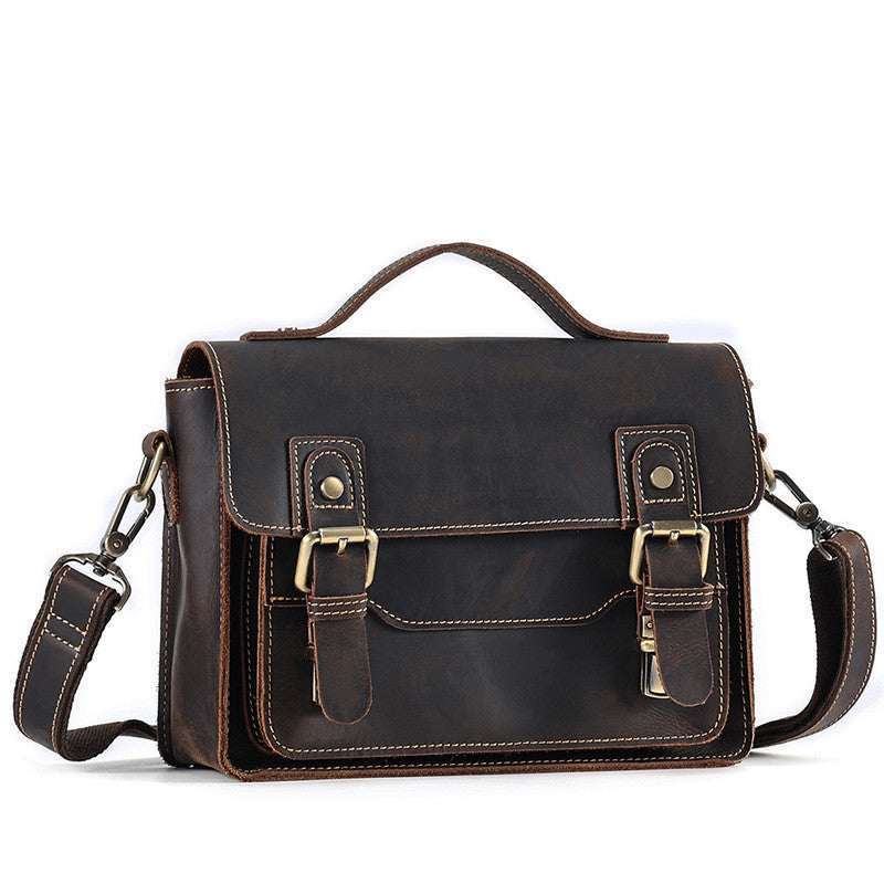 Crazy Horse Leather Shoulder Bag - Casual Retro Design - ArtOm_farm™ LEATHER