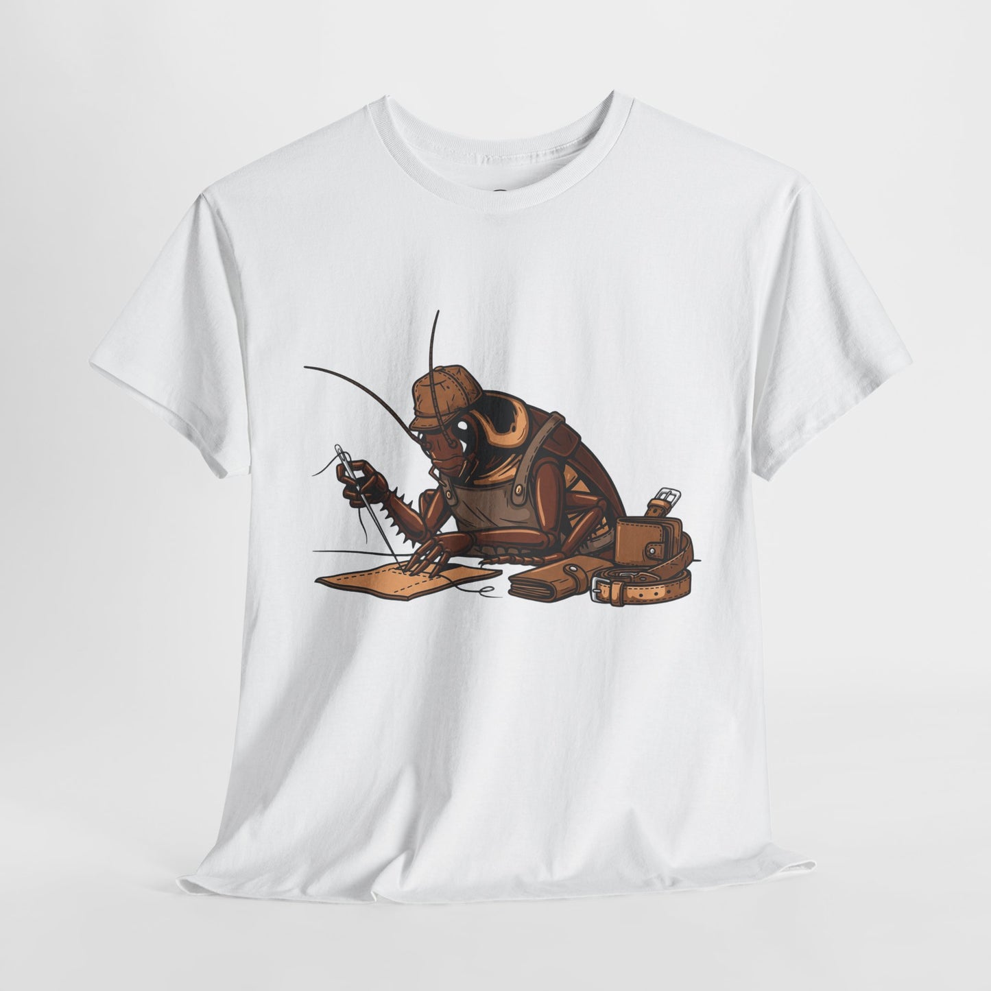 Creative Fishing Tee - Eco-Friendly Fishing Shirt with Cartoon Crab Design, Perfect Gift for Fisherman, Unisex Heavy Cotton Tee - ArtOm_farm™ LEATHER