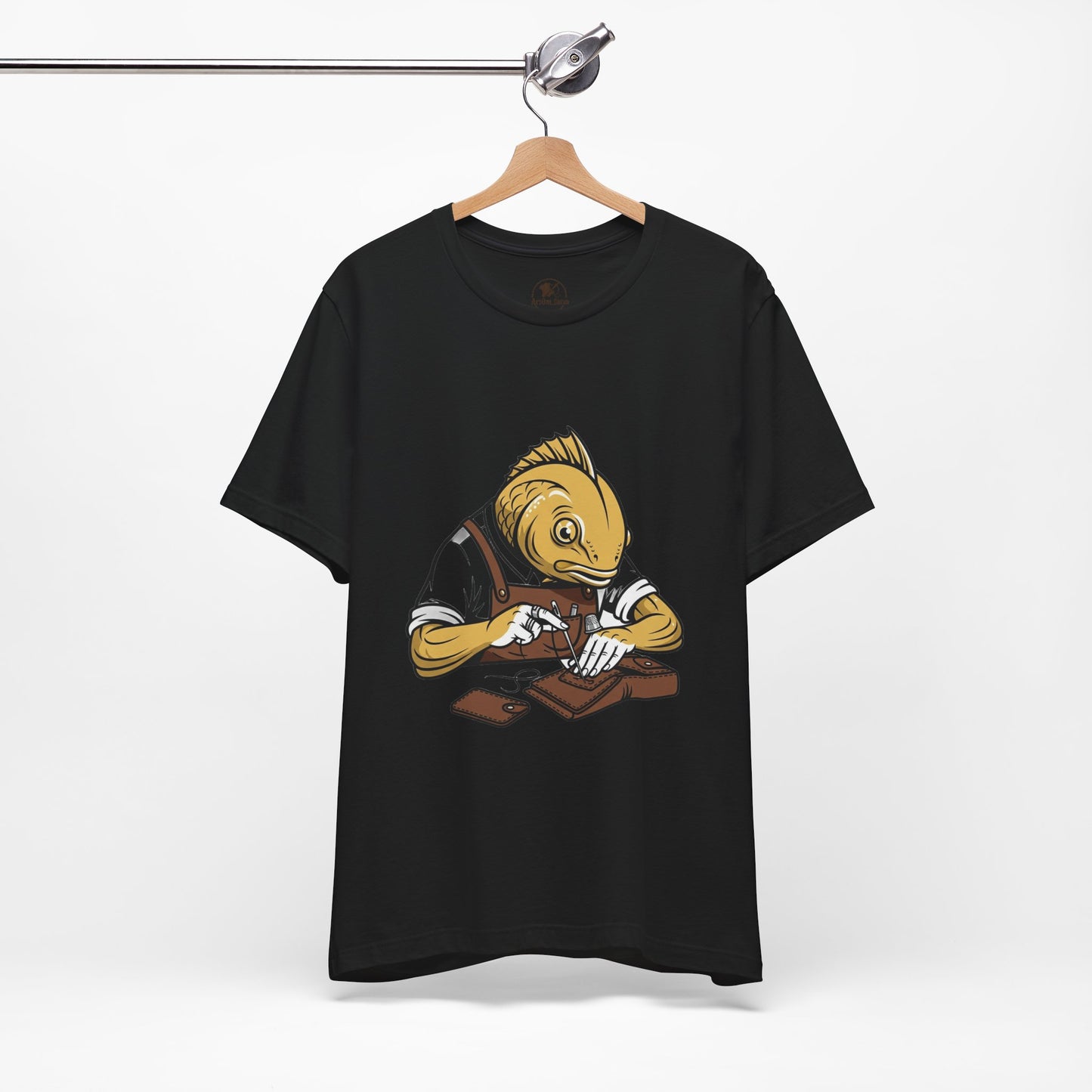 Creative Fish Artist Tee - Unique Graphic Tee for Art Lovers, Eco-Friendly Casual Wear - ArtOm_farm™ LEATHER