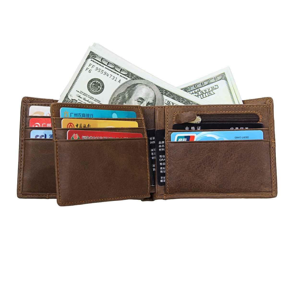 Leather Short Wallet Crafted from Crazy Horse Leather - ArtOm_farm™ LEATHER