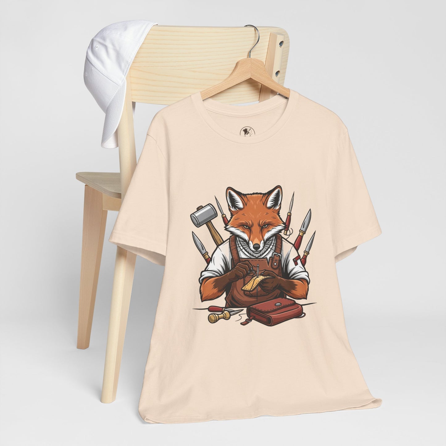 Crafty Fox T-Shirt - Funny Artisan Tee for Crafters, Perfect Gift for Art Lovers, Unique Handmade Vibes - ArtOm_farm™ LEATHER