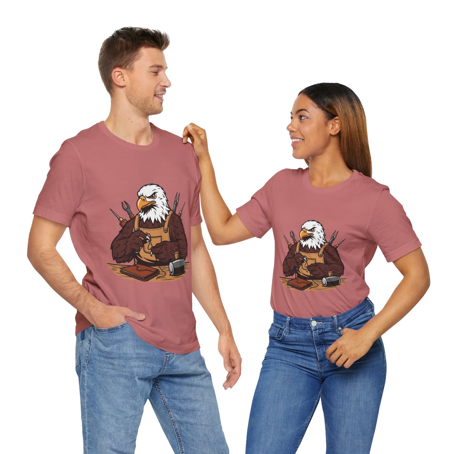 Crafty Eagle DIY Shirt - Unisex Tee for Crafters, Eagle Graphic Design, Gift for Men and Women - ArtOm_farm™ LEATHER