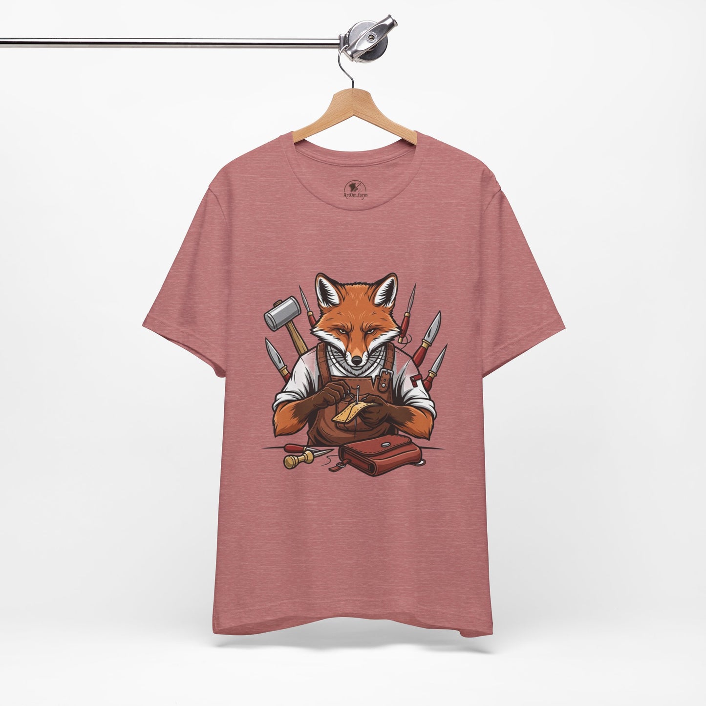Crafty Fox T-Shirt - Funny Artisan Tee for Crafters, Perfect Gift for Art Lovers, Unique Handmade Vibes - ArtOm_farm™ LEATHER