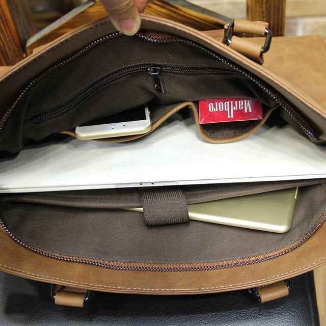 Crazy Horse Leather Handbag for Men - Durable Style for Every Occasion - ArtOm_farm™ LEATHER