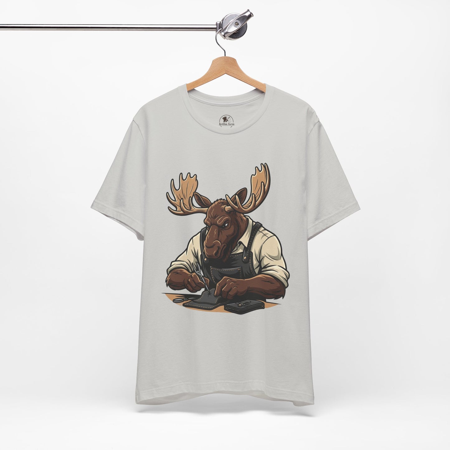 Moose Graphic Tee - Funny Animal Shirt for Nature Lovers, Unique Casual Outfit in Woodland Style - ArtOm_farm™ LEATHER