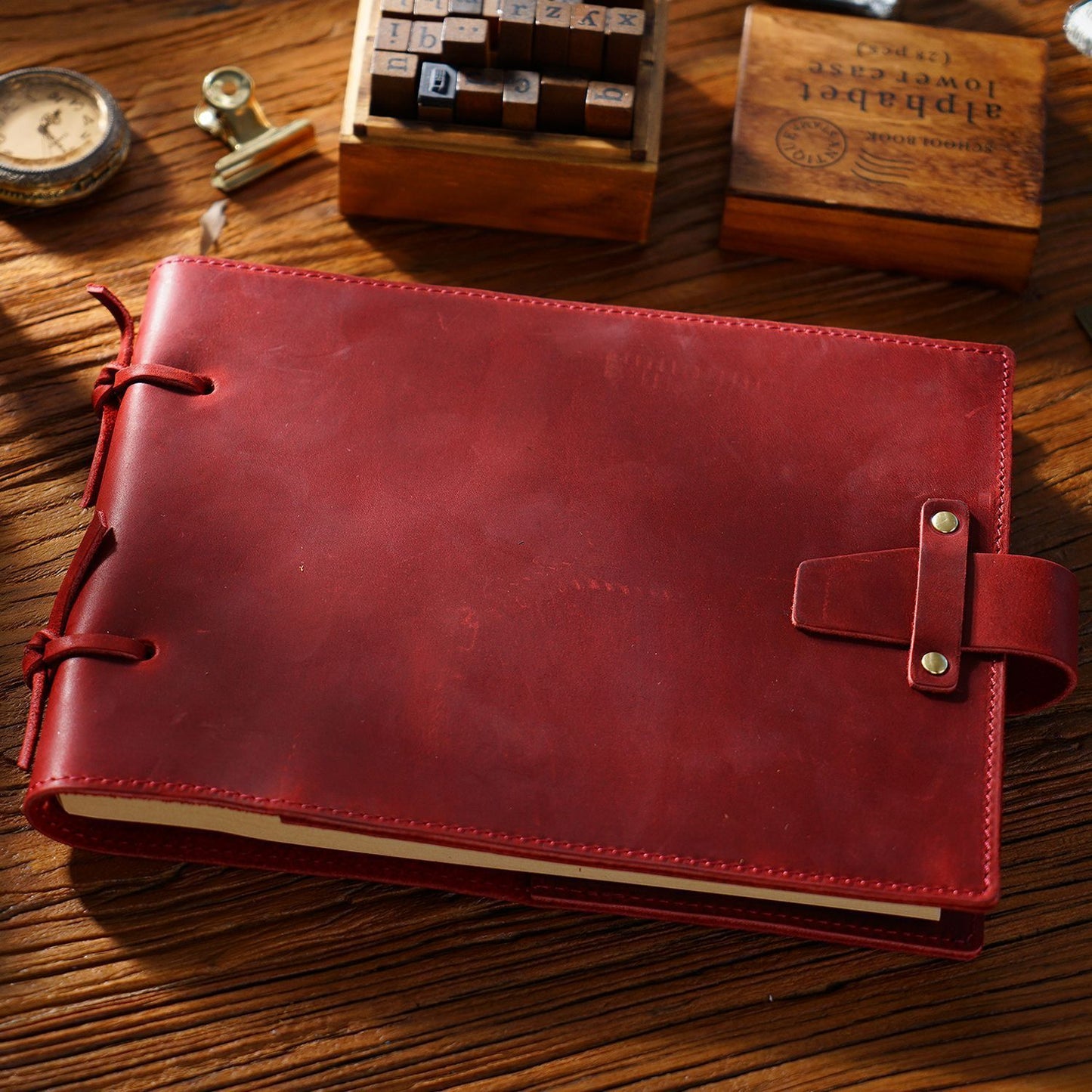 Vintage Leather Handmade Notebook - Genuine Leather Rope Bound Journal for Notes and Painting - ArtOm_farm™ LEATHER