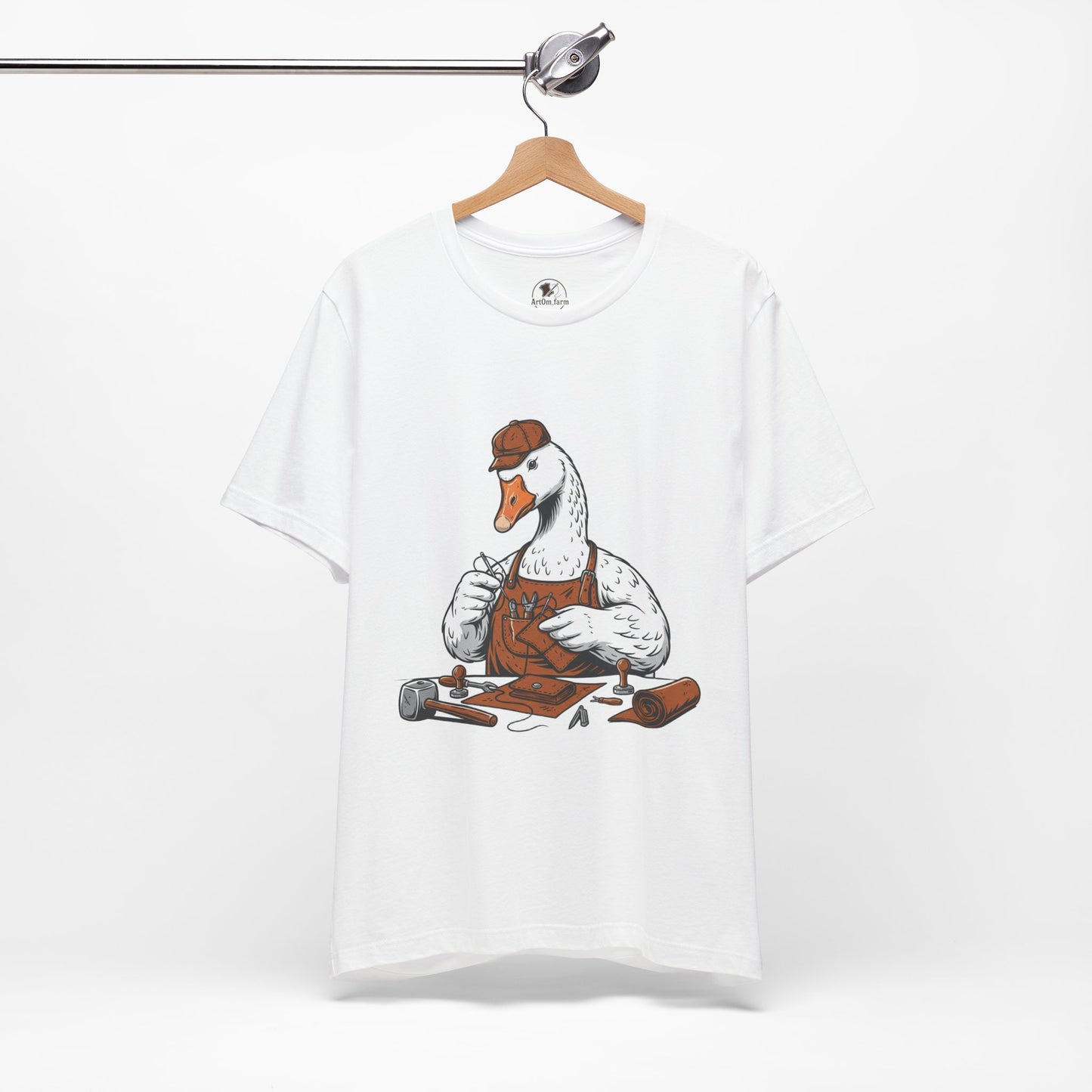 Creative Duck Artisan Tee - Unisex Graphic T-Shirt, Unique Gift for Crafters, Fun Animal Shirt, Artisan Duck Tee - ArtOm_farm™ LEATHER