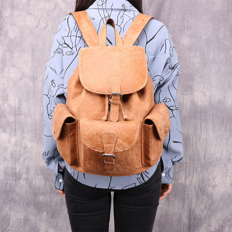 Vintage Leather Backpack - Stylish Casual Design for Everyday Use - ArtOm_farm™ LEATHER