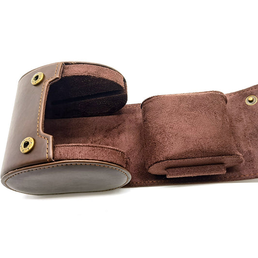 Retro Leather Watch Storage Box - Stylish Oval Card Watch Organizer for Single, Double, or Triple Watches - ArtOm_farm™ LEATHER