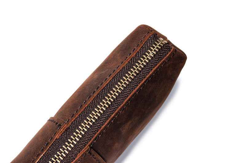 Crazy Horse Leather Clutch Bag - Simple Retro Long Purse for Stylish Elegance