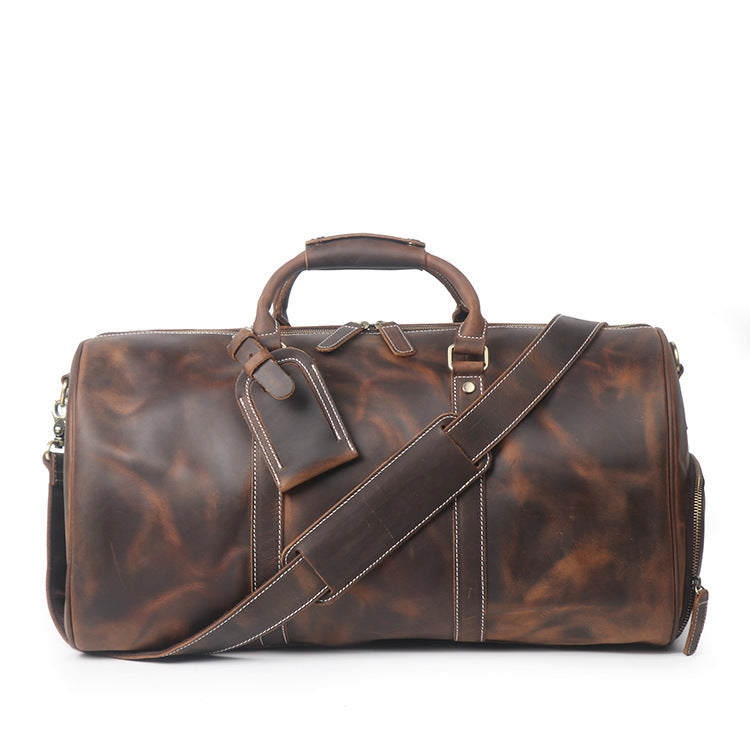 Retro Leather Travel Bag - Crazy Horse Leather Handy Fitness Luggage - ArtOm_farm™ LEATHER