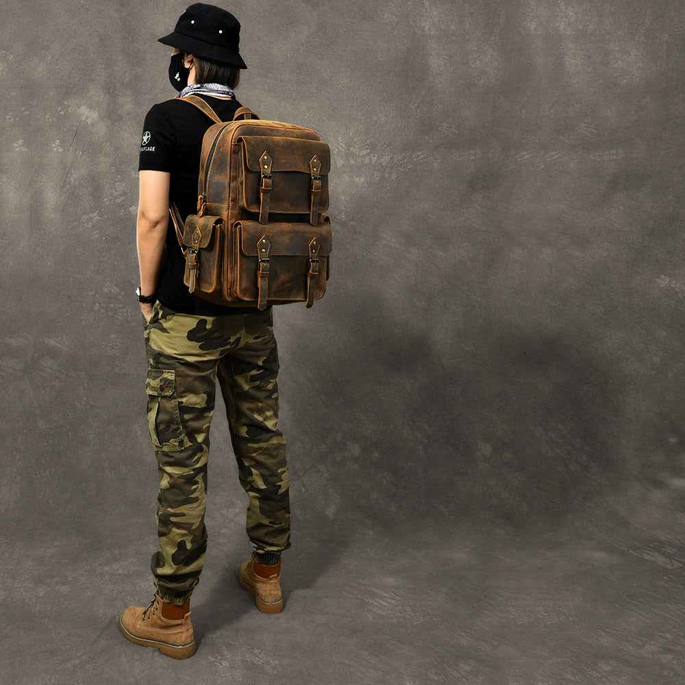 Crazy Horse Leather Backpack - The Ultimate Durable and Stylish Travel Companion - ArtOm_farm™ LEATHER