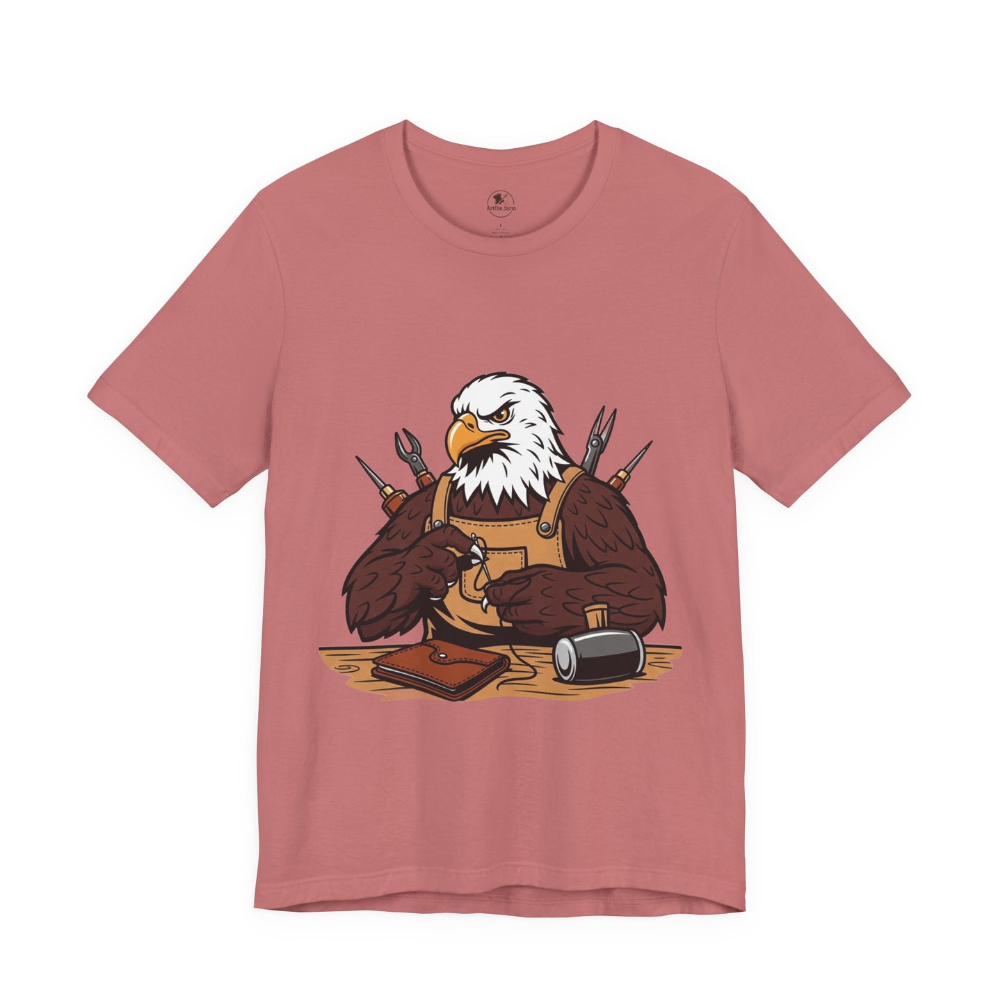 Crafty Eagle DIY Shirt - Unisex Tee for Crafters, Eagle Graphic Design, Gift for Men and Women - ArtOm_farm™ LEATHER