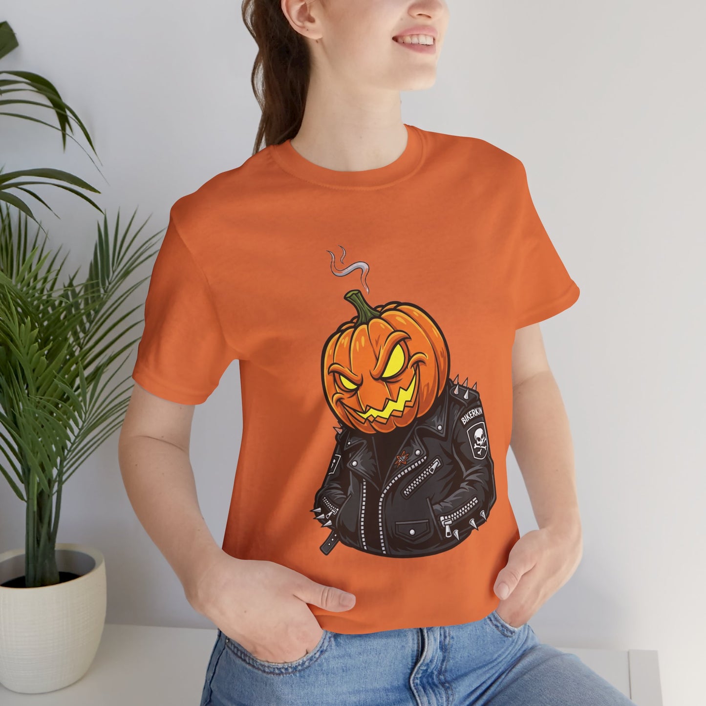 Pumpkin Punk T-Shirt - Edgy Halloween Graphic Tee for Unisex Style at Autumn Parties