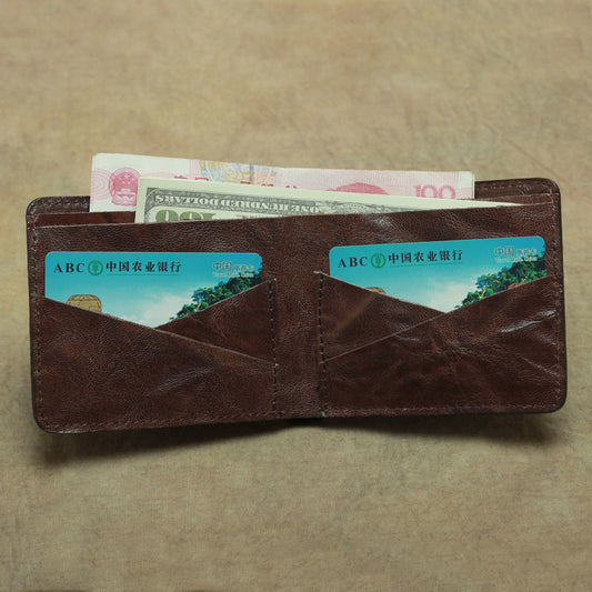 Simple Retro Vintage Leather Wallet for Timeless Style - ArtOm_farm™ LEATHER