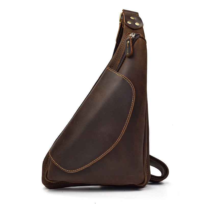 Men's Leather Sling Bag - Retro Messenger Style in Crazy Horse Leather