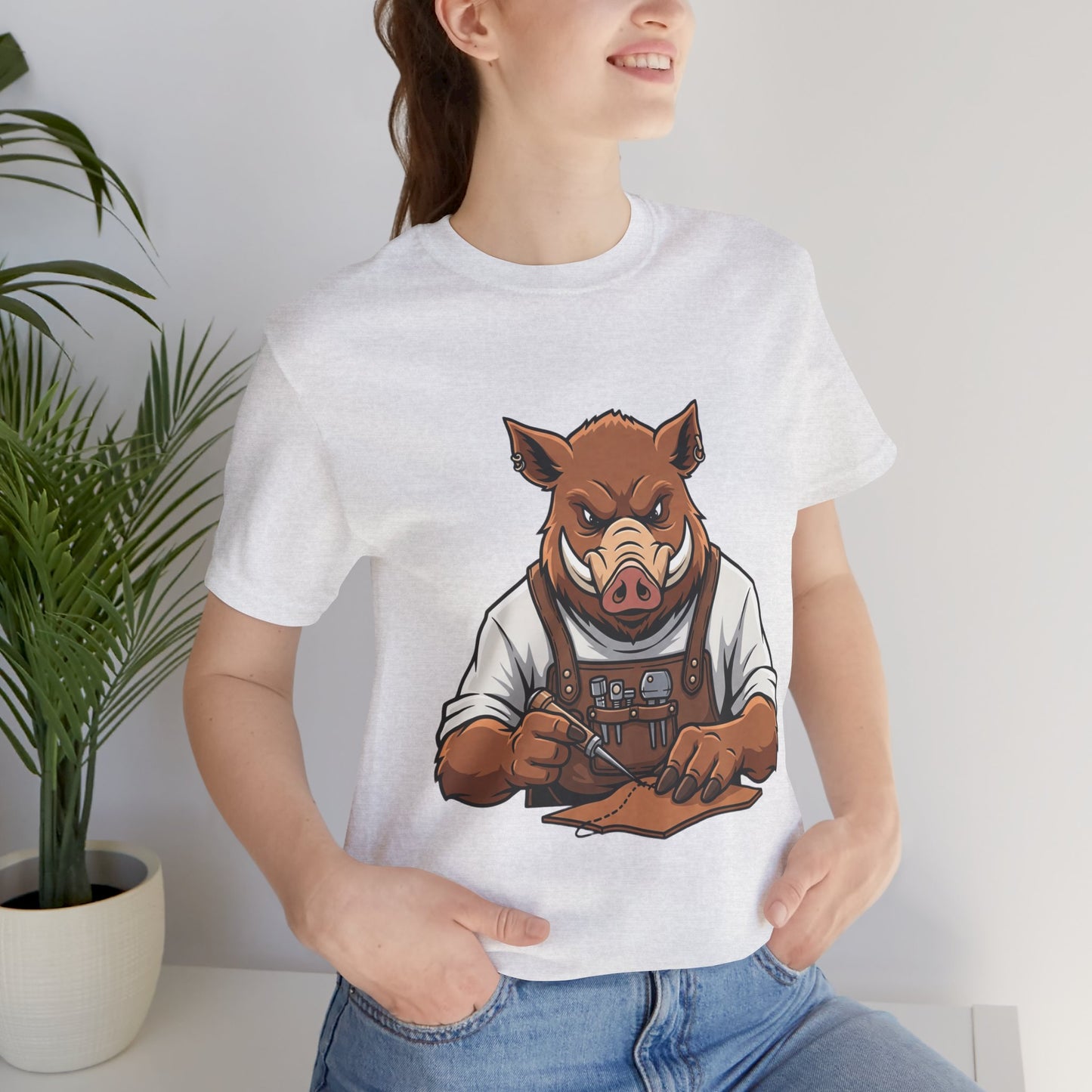 Crafty Pig Graphic Shirt - Fun Unisex Tee for Animal Lovers, Casual Birthday Apparel, and Funny Gift - ArtOm_farm™ LEATHER