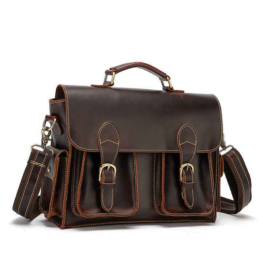 Top Layer Crazy Horse Leather Bag for Vintage Men
