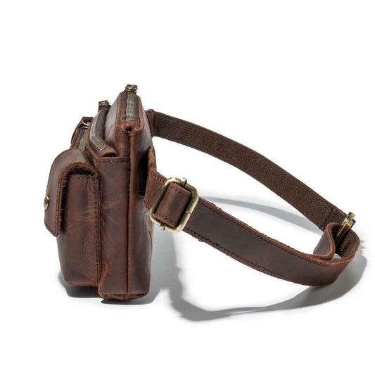 Men's Leather Chest Bag - Retro Crazy Horse Leather Style