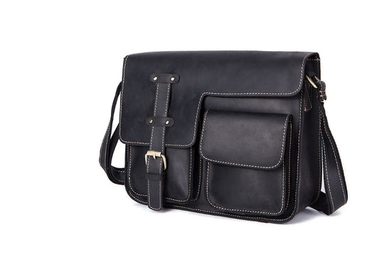 Retro Leather Crossbody Bag for Men - Crazy Horse Leather Shoulder Bag - ArtOm_farm™ LEATHER