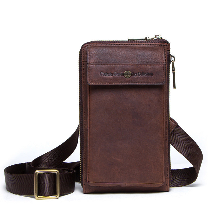 Retro Men's Phone Bag in Crazy Horse and Cow Leather - ArtOm_farm™ LEATHER
