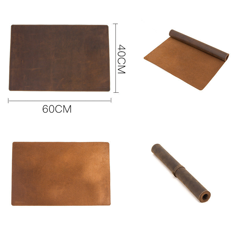 Crazy Horse Leather Laptop Desk Pad - Retro Style for Ultimate Workspace Organization - ArtOm_farm™ LEATHER
