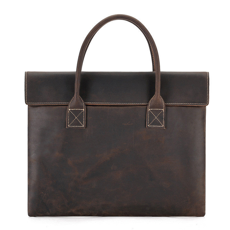 Crazy Horse Leather Men's Handbag - Thin and Portable Design - ArtOm_farm™ LEATHER