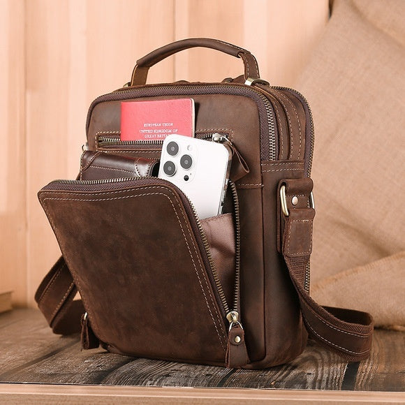 European and American Retro Leather Men's Clutch - Crazy Horse Design - ArtOm_farm™ LEATHER