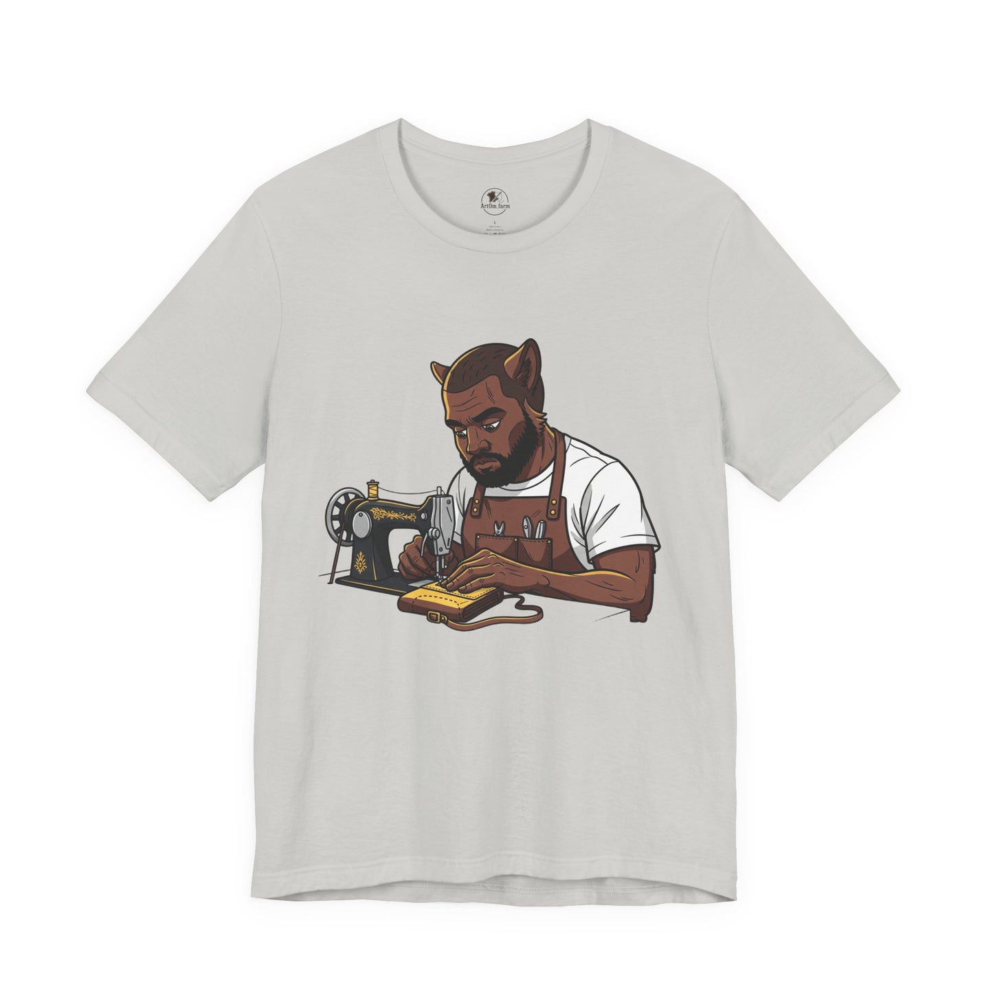 Crafty Cat Sewing T-Shirt, Funny Handmade Apparel for Cat Lovers and Creatives - ArtOm_farm™ LEATHER