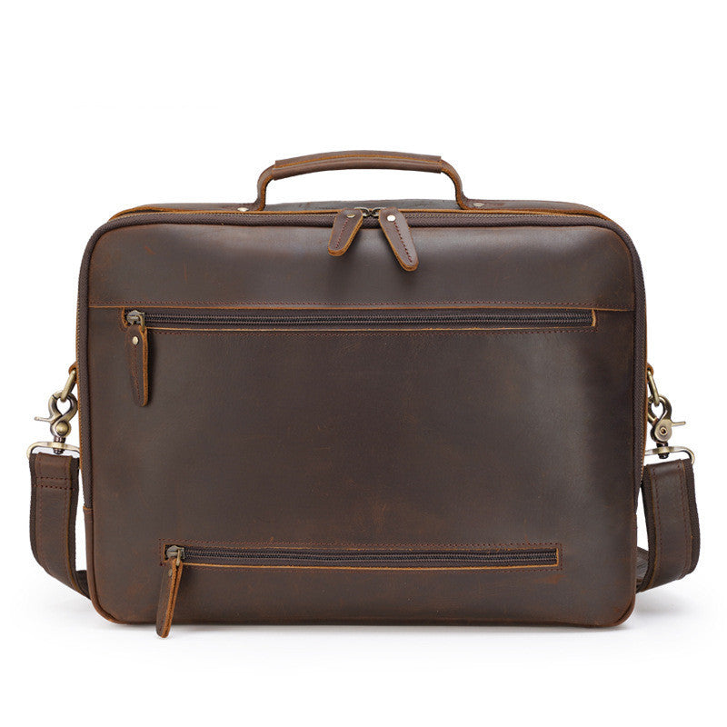 Vintage Leather Men's Briefcase - Crazy Horse Leather Laptop Bag - ArtOm_farm™ LEATHER
