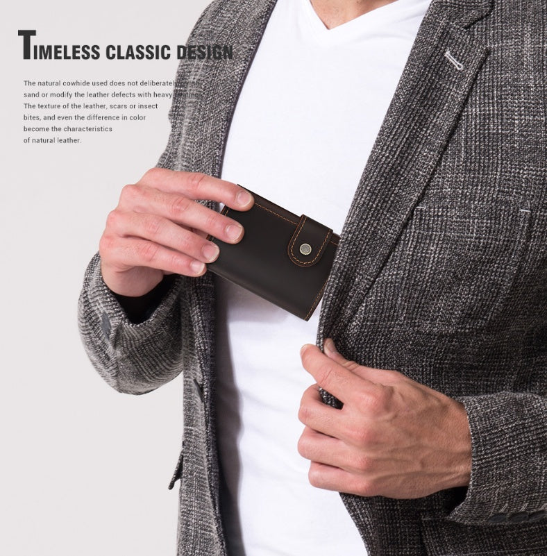 Retro Leather RFID Card Holder - Crazy Horse Leather Anti-theft Design - ArtOm_farm™ LEATHER