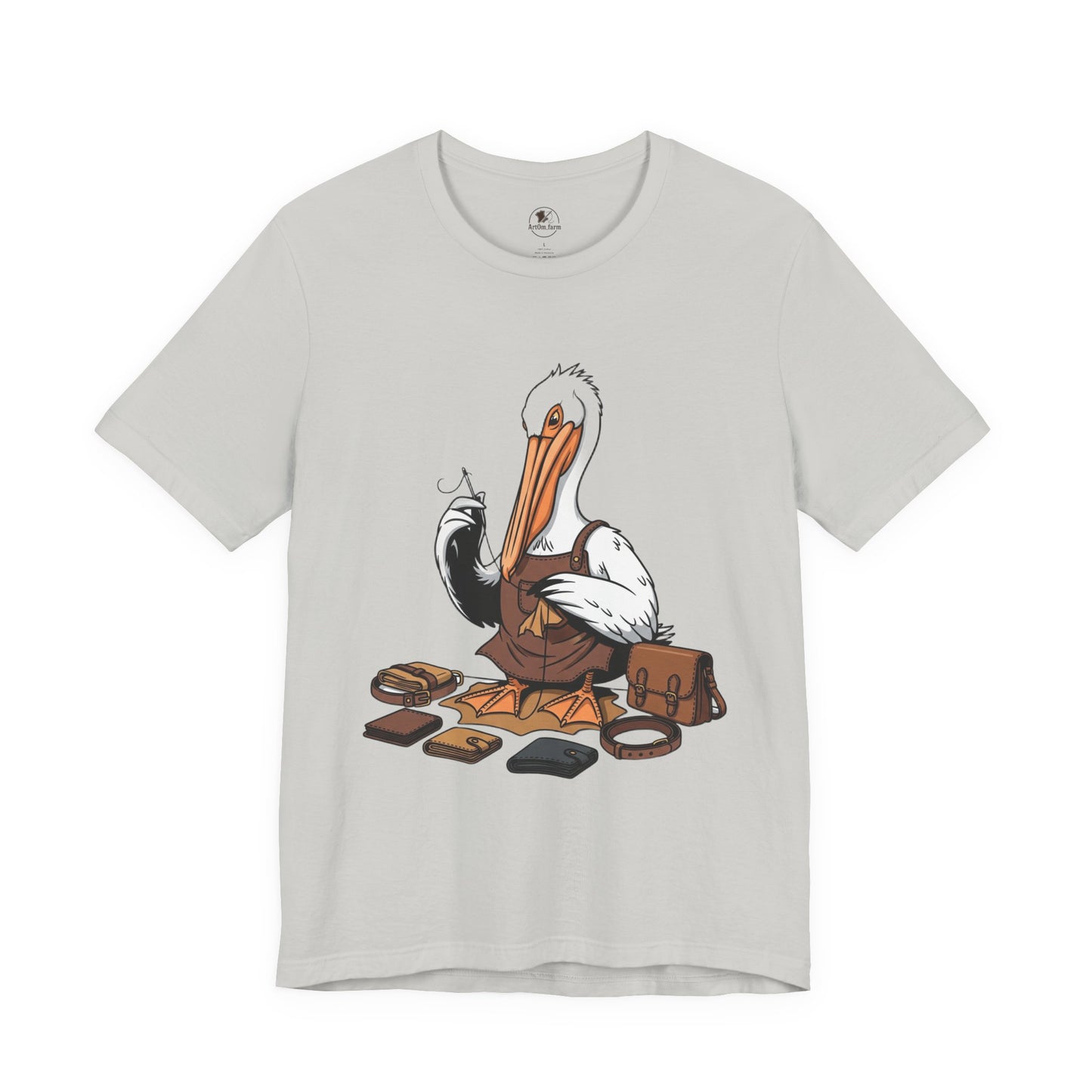 Whimsical Pelican Tee - Fun Beach T-Shirt for Casual Summer Style and Nature Lovers - ArtOm_farm™ LEATHER